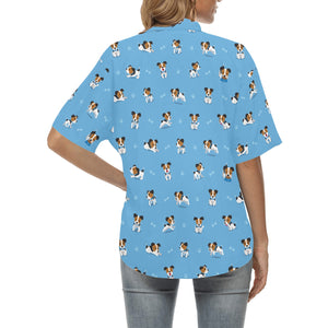 Jack Russel Pattern Print Design 04 Women's All Over Print Hawaiian Shirt