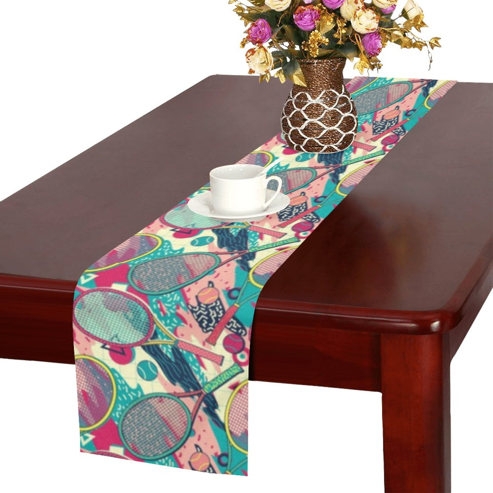 Tennis Pattern Print Design 01 Table Runner