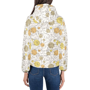 Potato Chips Pattern Print Design 02 Women's Padded Hooded Jacket