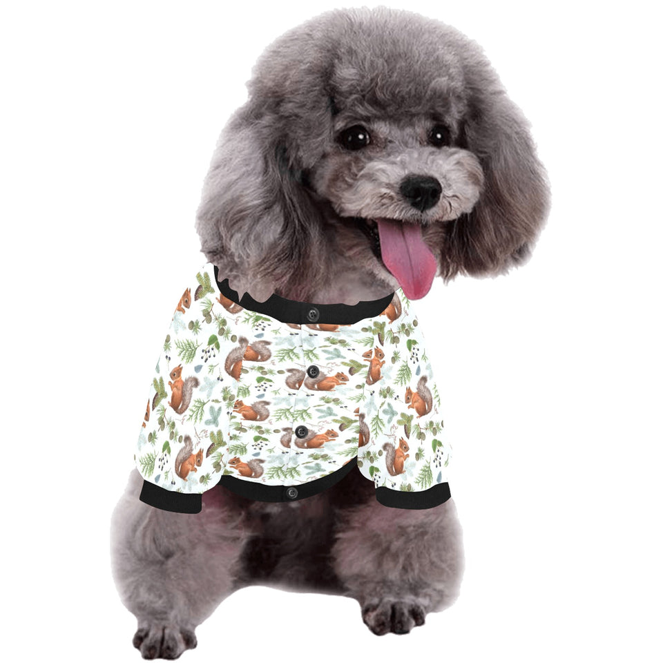 Squirrel Pattern Print Design 02 All Over Print Pet Dog Round Neck Fuzzy Shirt