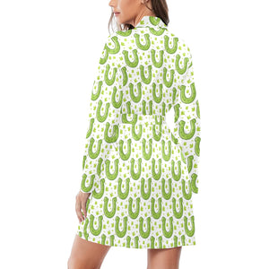 Horseshoes Pattern Print Design 02 Women's Long Sleeve Belted Night Robe