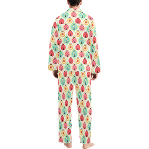 Ladybug Pattern Print Design 02 Men's Long Pajama Set