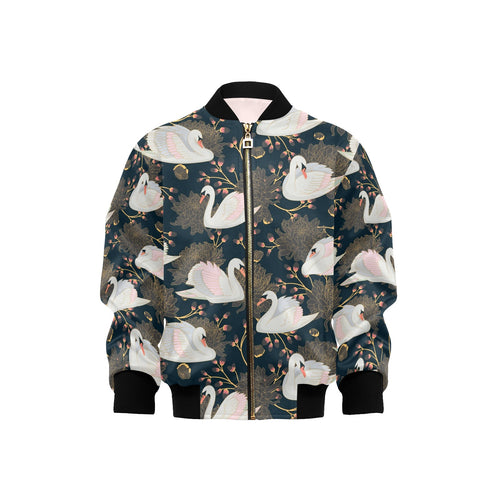 Swan Pattern Kids' Boys' Girls' Bomber Jacket