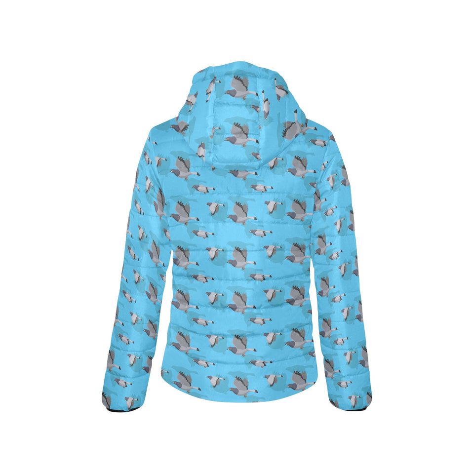 Pigeon Pattern Print Design 05 Women's Padded Hooded Jacket