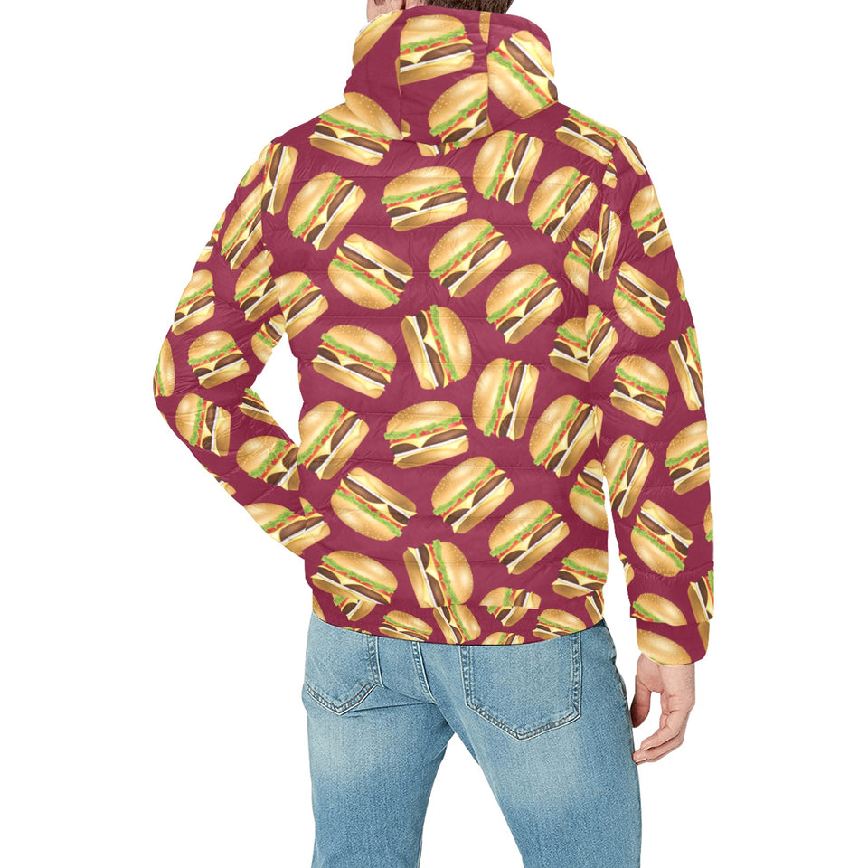 Hamburger Pattern Print Design 01 Men's Padded Hooded Jacket(ModelH42)