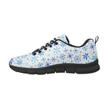 Blue Snowflake Pattern Men's Sneakers Black