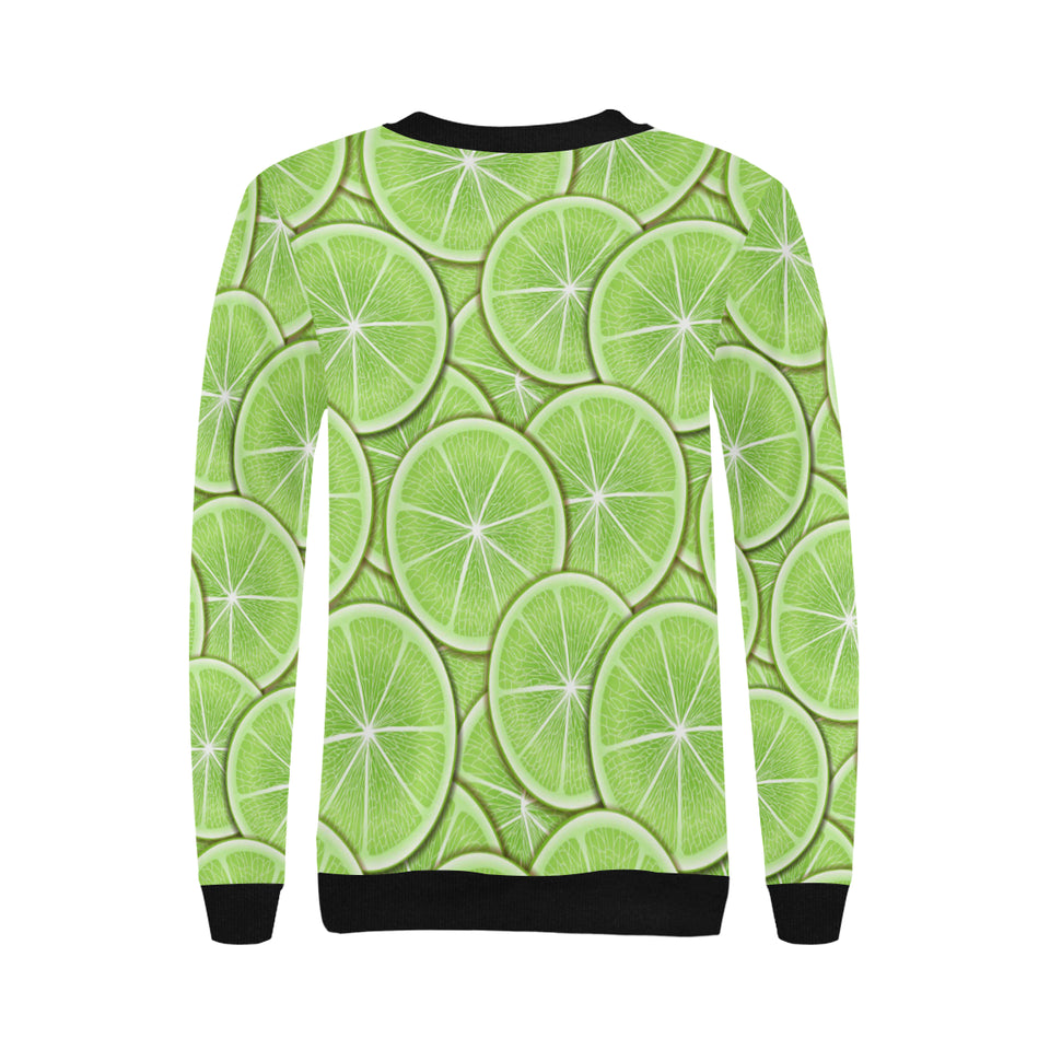 Sliced Lime Pattern Women's Crew Neck Sweatshirt