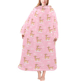 Giraffe Pattern Print Design 01 Blanket Robe with Sleeves