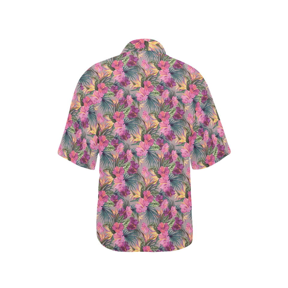 Hibiscus Pattern Print Design 03 Women's All Over Print Hawaiian Shirt