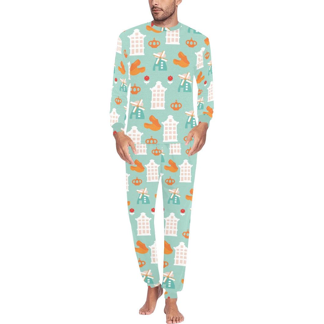 Windmill Pattern Theme Men's All Over Print Pajama