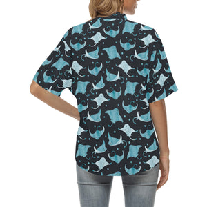 Stingray Pattern Print Design 04 Women's All Over Print Hawaiian Shirt