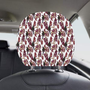 Crow Tree Leaves Pattern Car Headrest Cover