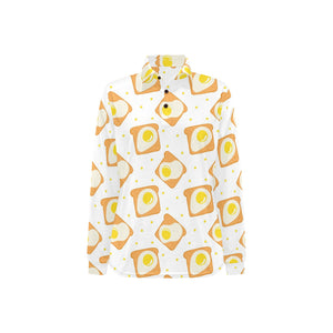 Bread Toast Pattern Print Design 02 Women's Long Sleeve Polo Shirt