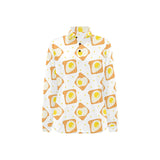 Bread Toast Pattern Print Design 02 Women's Long Sleeve Polo Shirt