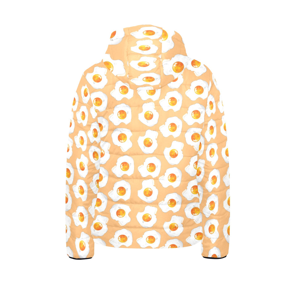 Fried Eggs Pattern Print Design 01 Kids' Boys' Girls' Padded Hooded Jacket