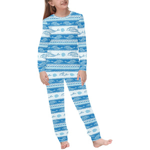 Dolphin Tribal Pattern background Kids' Boys' Girls' All Over Print Pajama Set