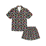 Skate Board Pattern Print Design 02 Kids' Boys' Girls' V-Neck Short Pajama Set