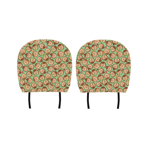 Hedgehog Pattern Print Design 01 Car Headrest Cover