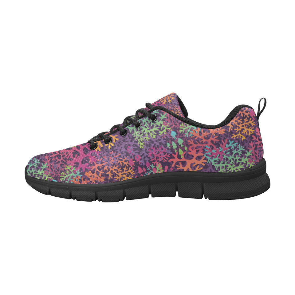 Coral Reef Pattern Print Design 03 Women's Sneakers Black