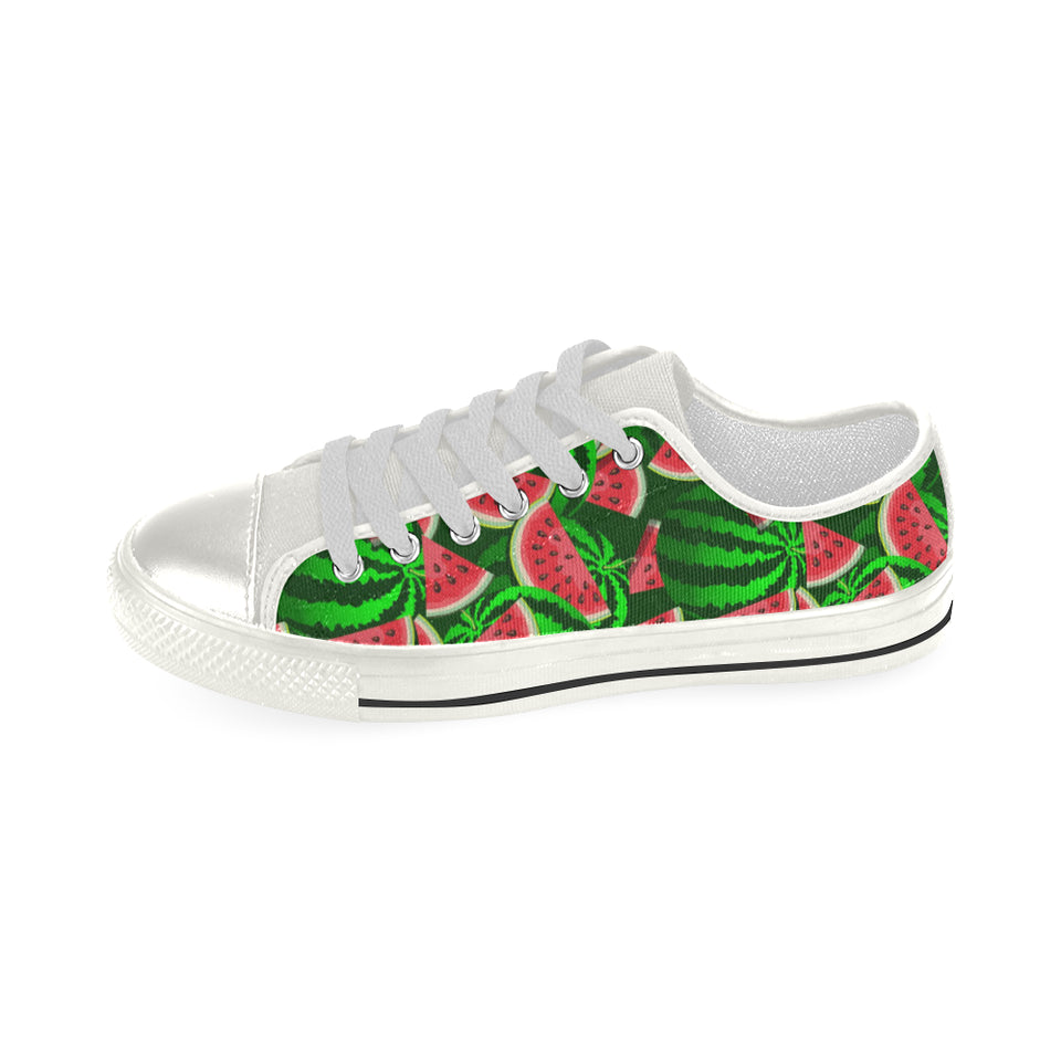 Watermelon Pattern Theme Women's Low Top Canvas Shoes White