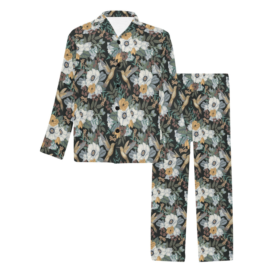 Hummingbird Pattern Print Design 05 Men's Long Pajama Set