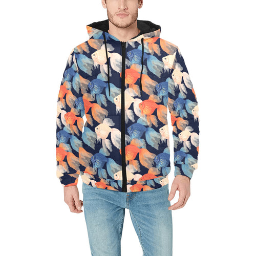 Goldfish Pattern Print Design 04 Men's Padded Hooded Jacket(ModelH42)