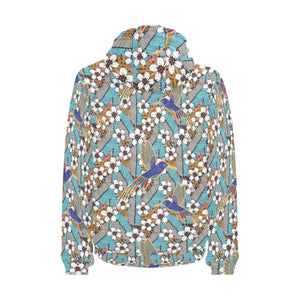 Hummingbird Pattern Print Design 02 Men's Padded Hooded Jacket(ModelH42)