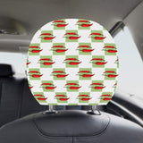 Red Chili Pattern Green White background Car Headrest Cover