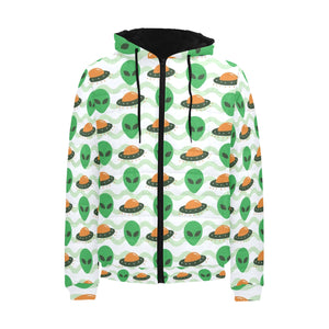 Alien Pattern Print Design 02 Men's Padded Hooded Jacket(ModelH42)