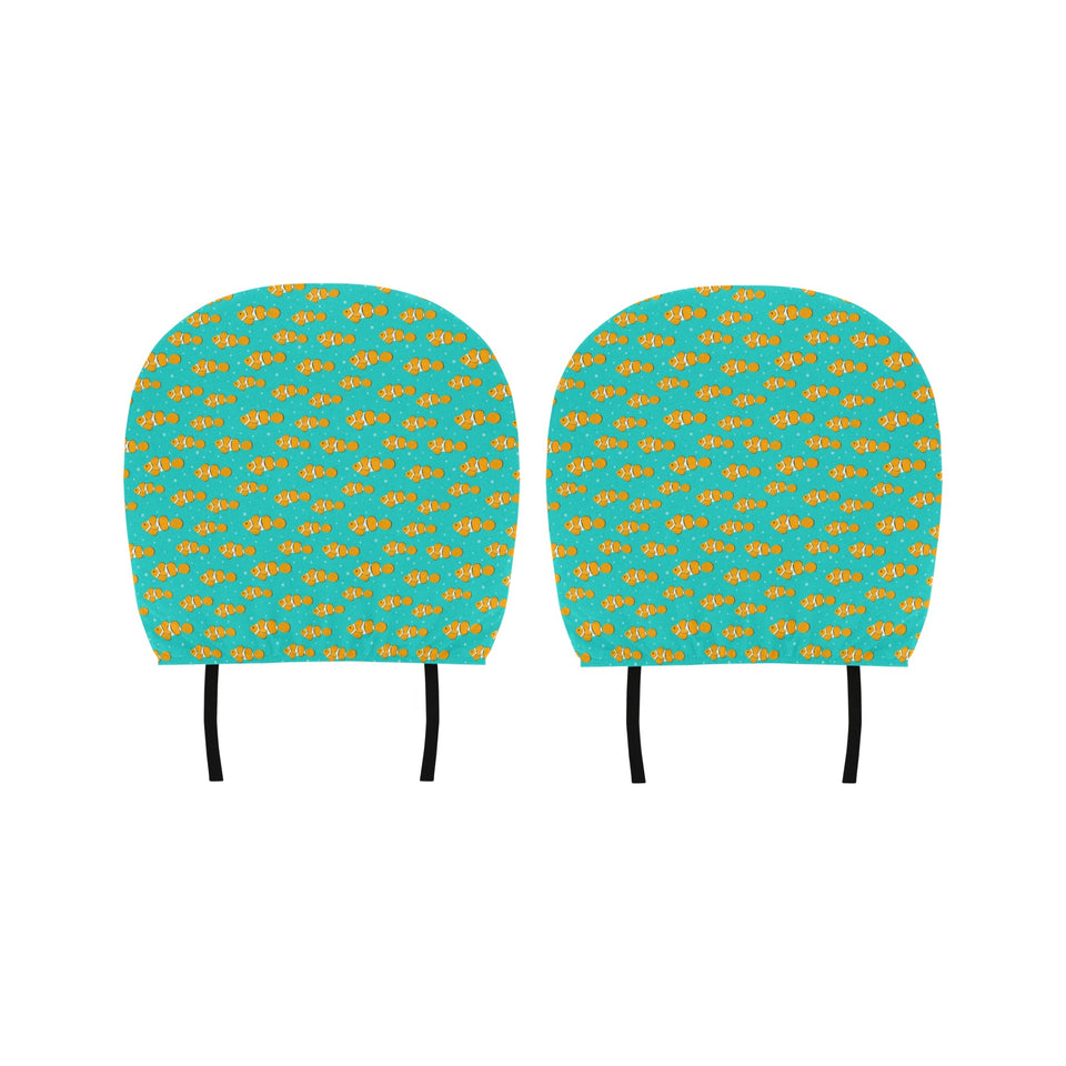 Clown Fish Pattern Print Design 02 Car Headrest Cover