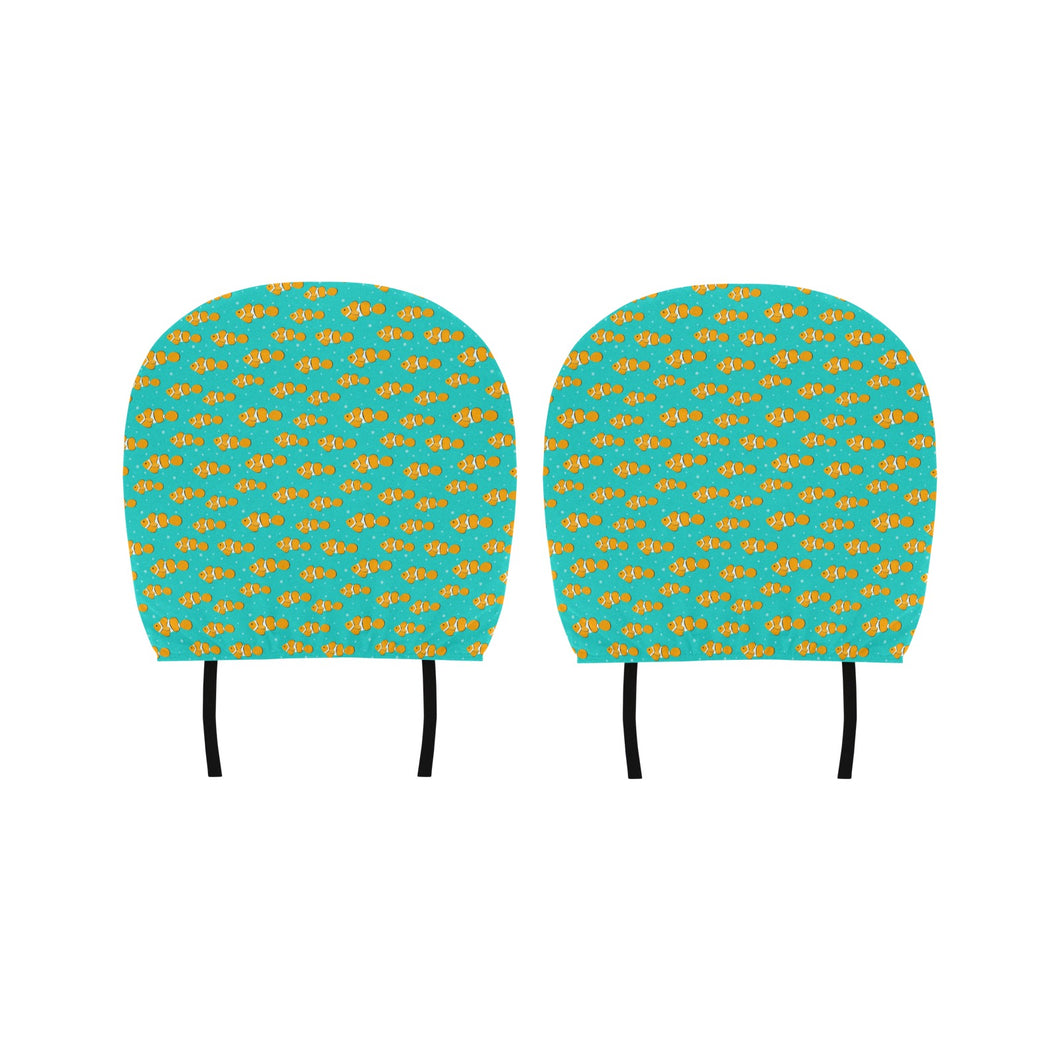 Clown Fish Pattern Print Design 02 Car Headrest Cover