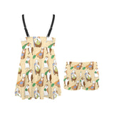 Guinea Pig Pattern Print Design 02 Chest Sexy Pleated Two Piece Swim Dress