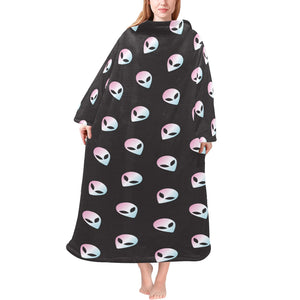 Alien Pattern Print Design 04 Blanket Robe with Sleeves