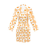 Fried Eggs Pattern Print Design 01 Women's Long Sleeve Belted Night Robe