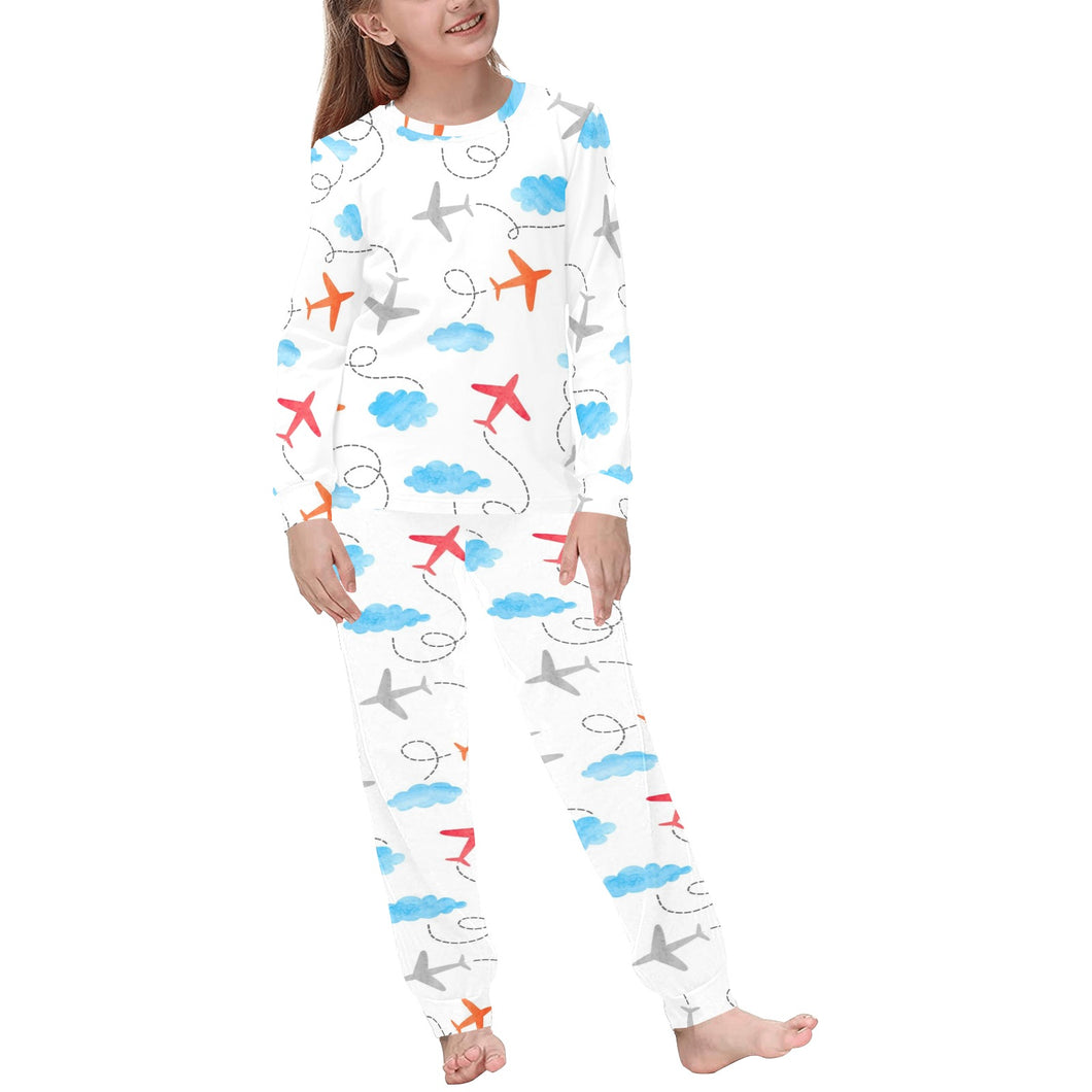 Airplane Cloud Pattern Kids' Boys' Girls' All Over Print Pajama Set