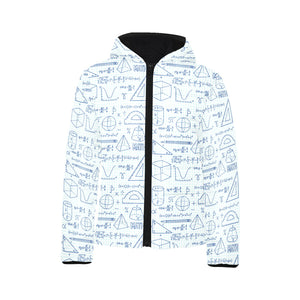 Math Pattern Print Design 03 Kids' Boys' Girls' Padded Hooded Jacket