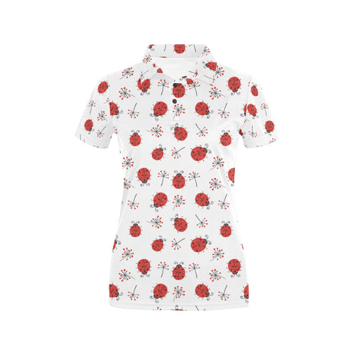 Ladybug Pattern Print Design 04 Women's All Over Print Polo Shirt