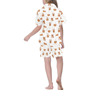 Guinea Pig Pattern Print Design 01 Kids' Boys' Girls' V-Neck Short Pajama Set