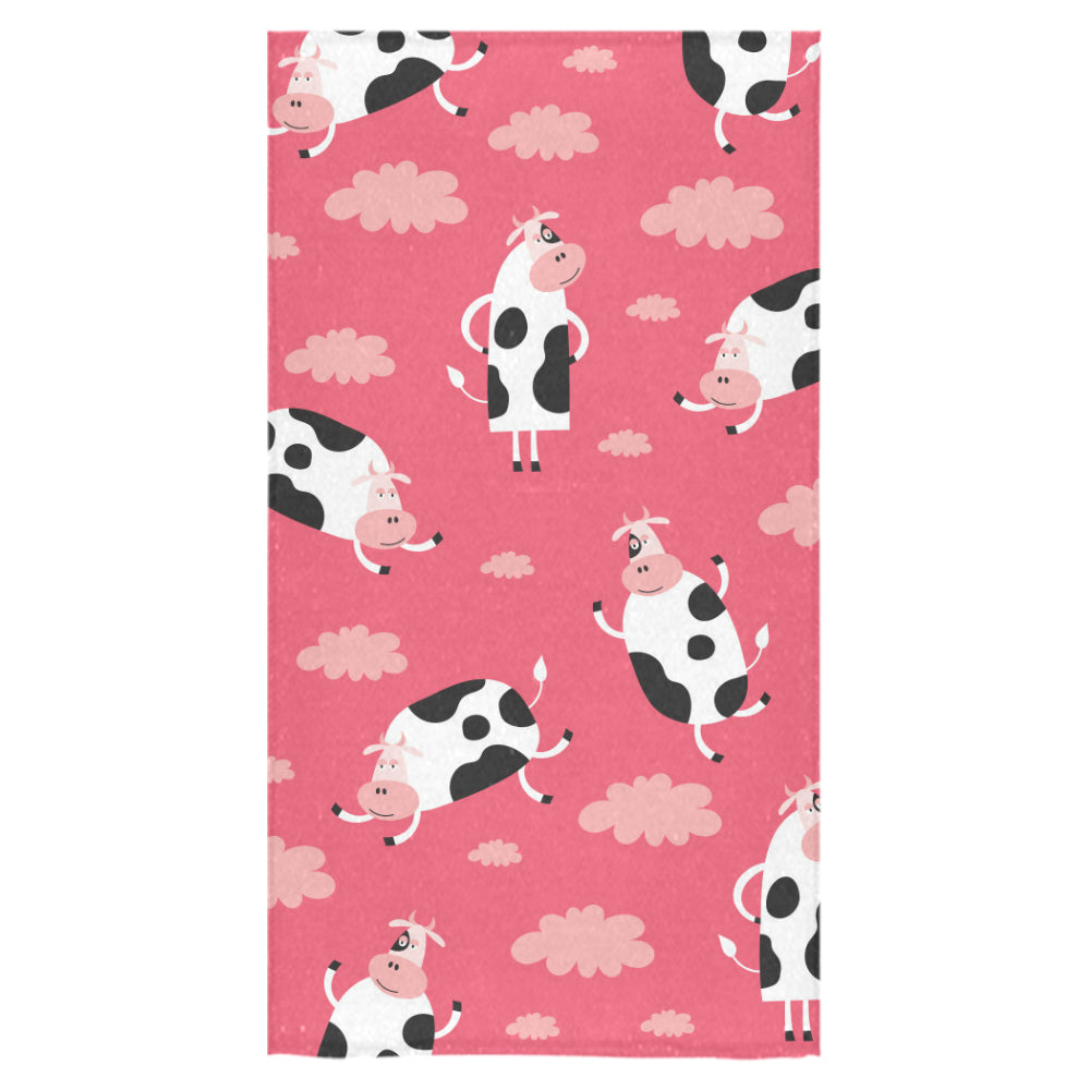 Cow Pattern Pink Background Bath Towel