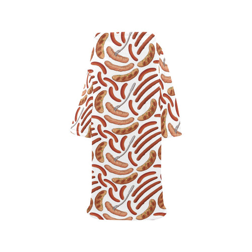 Sausage Pattern Print Design 05 Blanket Robe with Sleeves