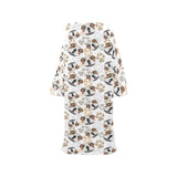 English Bulldog Pattern Print Design 01 Blanket Robe with Sleeves