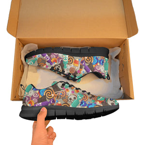 Halloween Candy Pattern Men's Sneakers Black