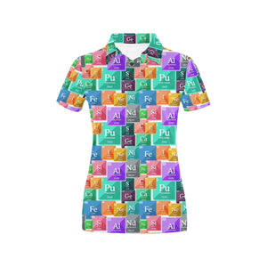 Chemistry Periodic Table Pattern Print Design 05 Women's All Over Print Polo Shirt