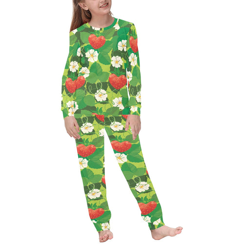 Strawberry Leaves Pattern Kids' Boys' Girls' All Over Print Pajama Set