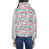 Rose Pattern Print Design 03 Women's Padded Hooded Jacket