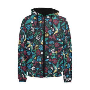 Swallow Pattern Print Design 04 Men's Padded Hooded Jacket(ModelH42)