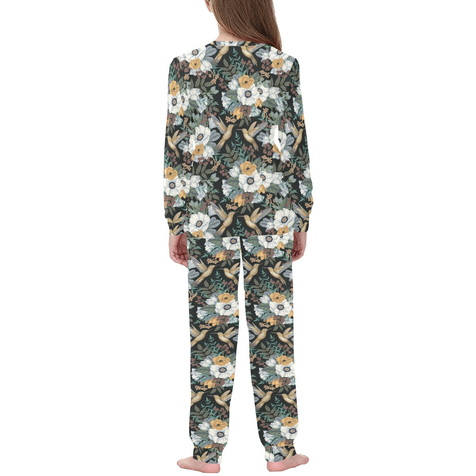 Hummingbird Pattern Print Design 05 Kids' Boys' Girls' All Over Print Pajama Set