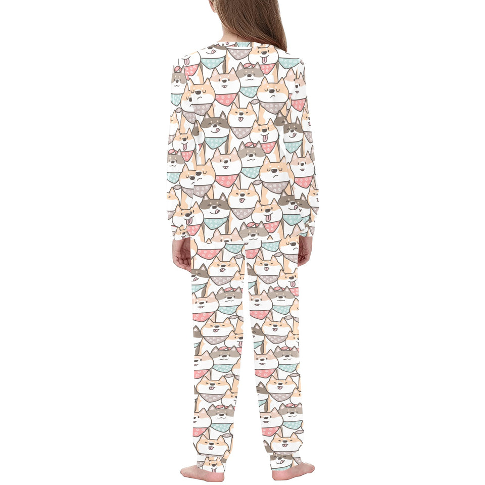 Shiba Inu Pattern Kids' Boys' Girls' All Over Print Pajama Set