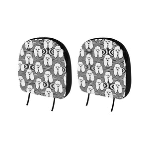 Black and White Poodle Pattern Car Headrest Cover