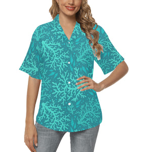 Coral Reef Pattern Print Design 01 Women's All Over Print Hawaiian Shirt